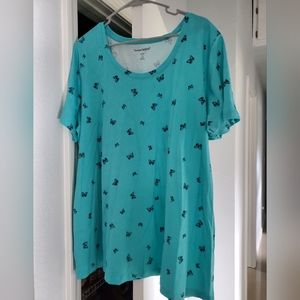 Woman Within crew neck short sleeve shirt with butterflies, size 22/24